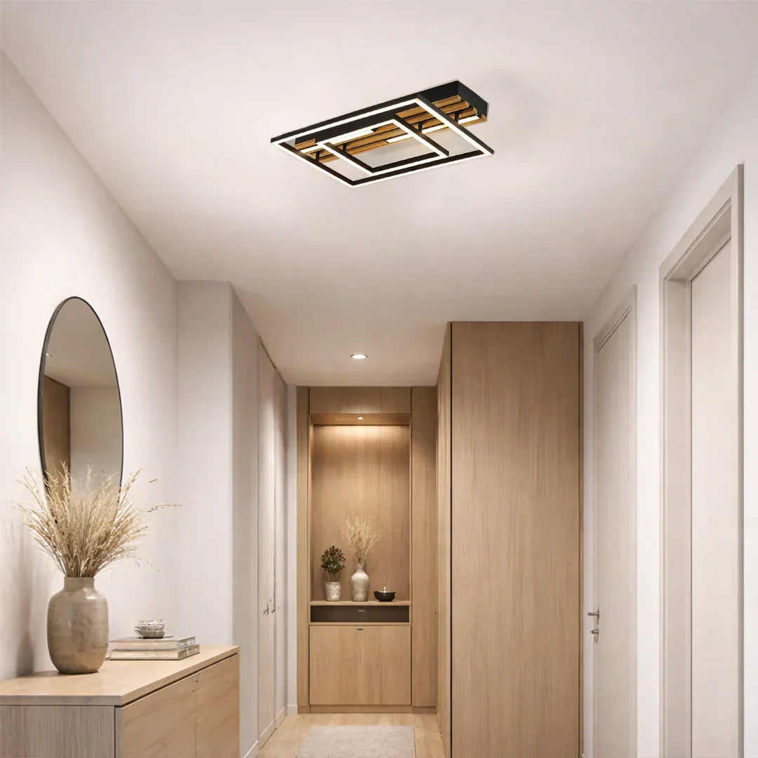 The Lighting Club pendant light Hedron Metal and Wood LED Ceiling Light CF619 BLACK 6007226090345