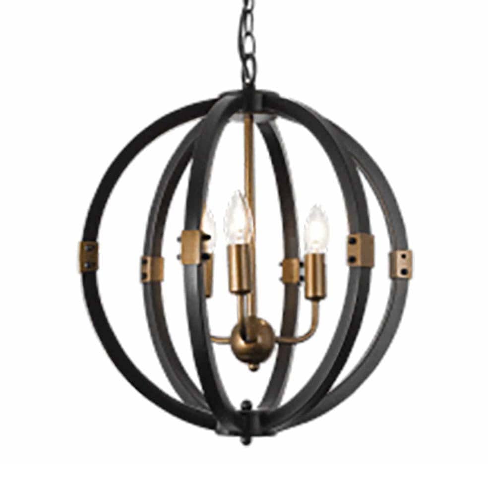 The Lighting Club Kent Pendant Light Metal and Gold CH081/3 BK/GD 6007226068863