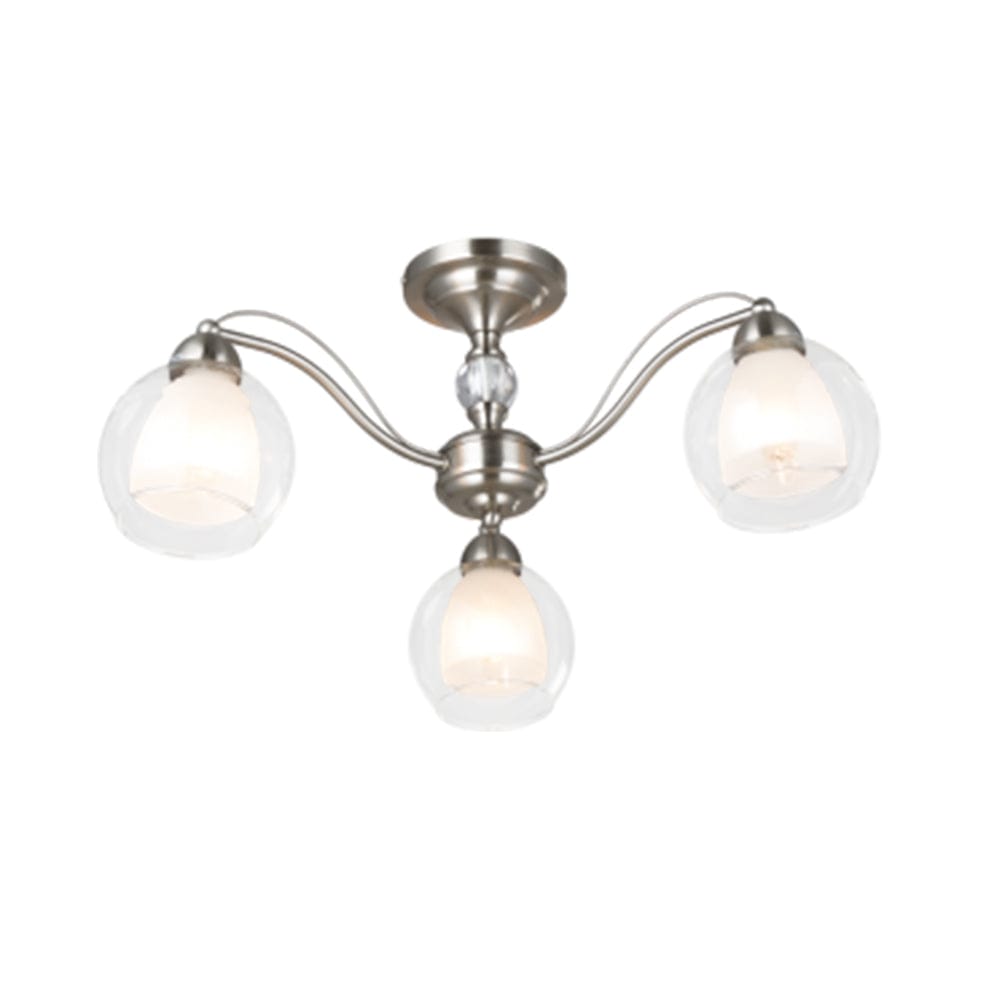 The Lighting Club Ceiling Light Alexandra Metal and Glass Trio Ceiling Light CH252/3 SATIN 6007226070934