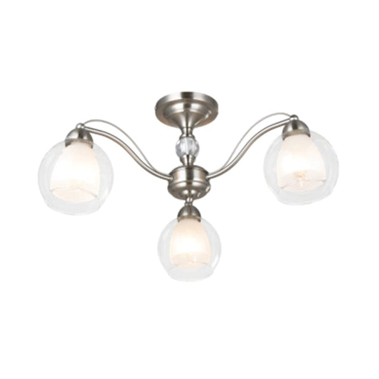 The Lighting Club Ceiling Light Alexandra Metal and Glass Trio Ceiling Light CH252/3 SATIN 6007226070934