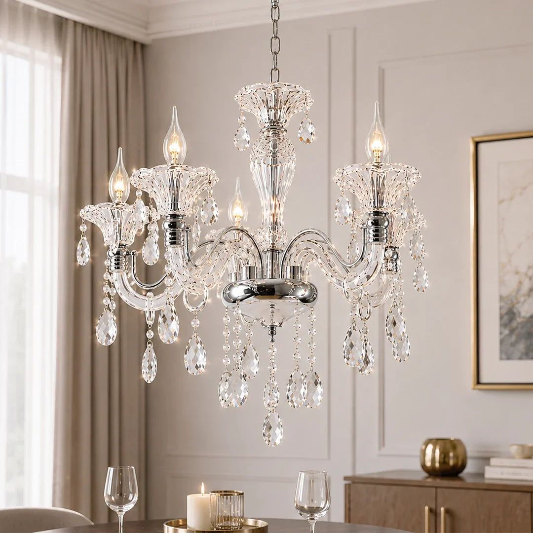 The Lighting Club Chandelier Polished Chrome 5-Light Crystal Chandelier CH266/5 CRYSTAL 6007226072167