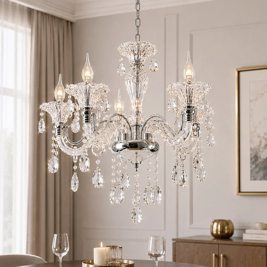 The Lighting Club Chandelier Polished Chrome 5-Light Crystal Chandelier CH266/5 CRYSTAL 6007226072167