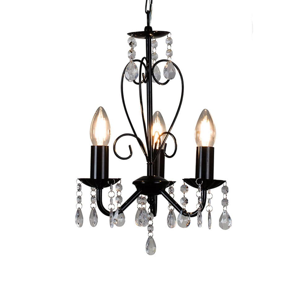 The Lighting Club Chandeliers Black Cleo Metal and Crystal Chandelier Light Black | Chrome | White CH266BK 6007328389422