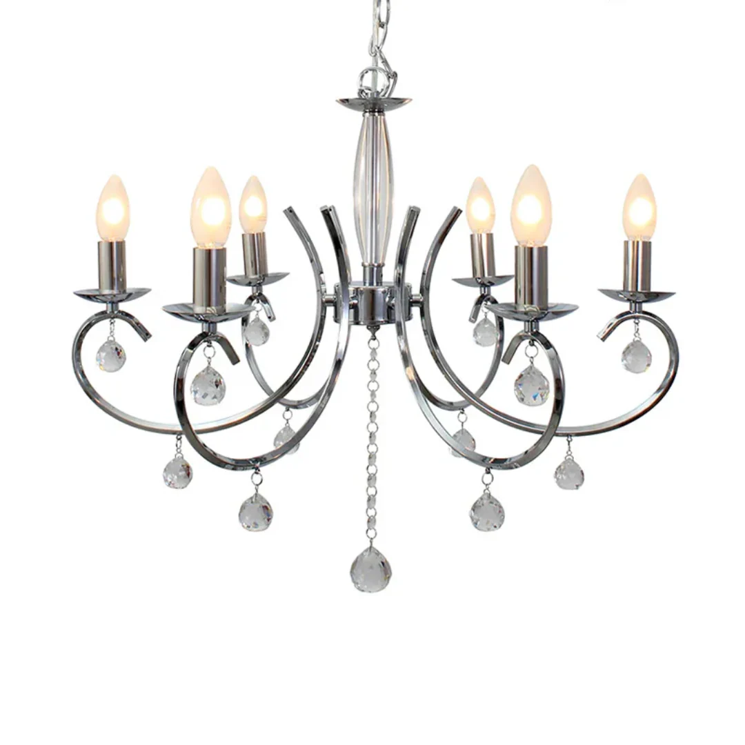 The Lighting Club Chandelier Everly Chrome and Crystal 6 Light Chandelier CH36CH 6007328356691