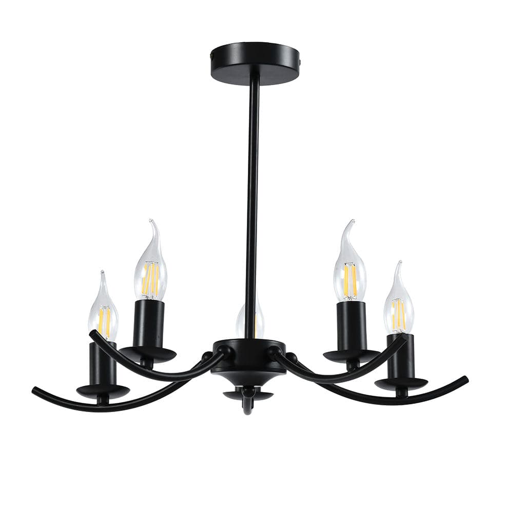 The Lighting Club Chandelier Black Catalonia Five Light Metal Chandelier | Gold or Black CH395/5 BLACK