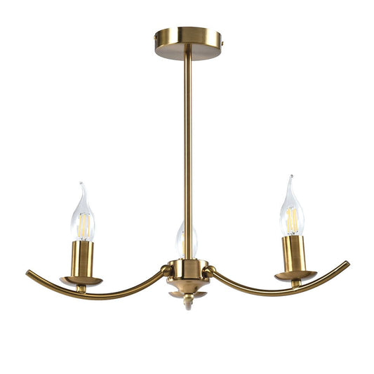 The Lighting Club Chandelier Gold Catalonia Three Light Metal Chandelier | Gold or Black CH396/3 GOLD