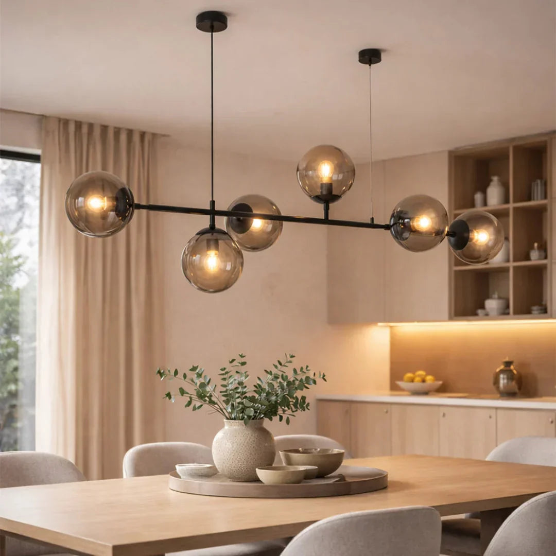 The Lighting Club pendant light Velluto Glass Linear Pendant Light Cluster - Smoke CH506/6 MATT BK 6007226092363
