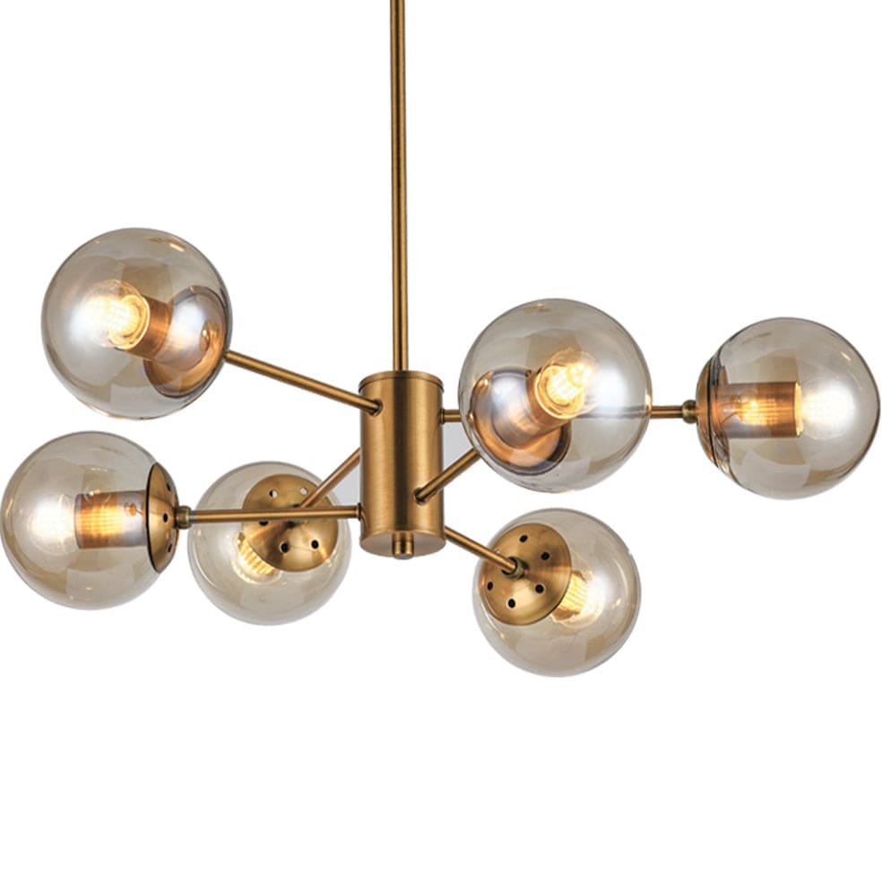 The Lighting Club Staggered Glass Ball 6 Light Chandelier Gold CH534/6 GOLD 6007226080360