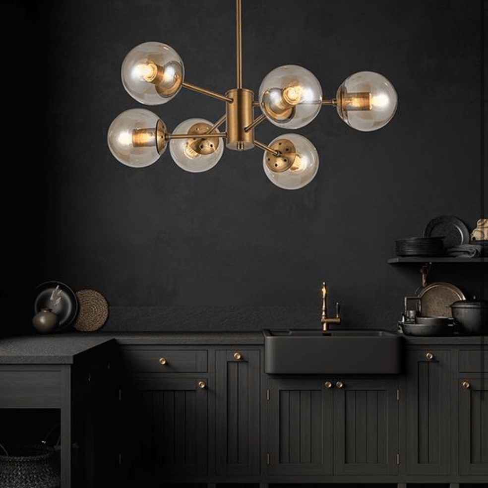 The Lighting Club Chandelier Staggered Glass Ball 6 Light Chandelier Gold CH534/6 GOLD 6007226080360