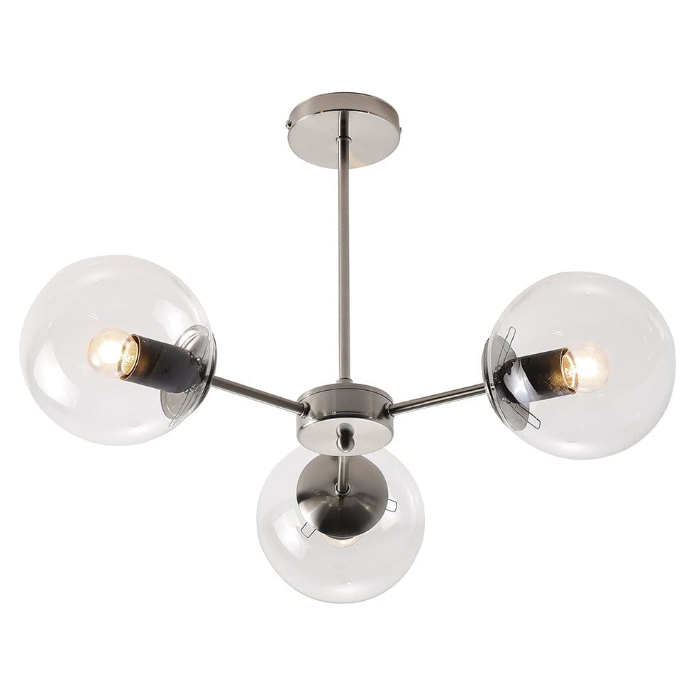 The Lighting Club Chrome Clover Chandelier 3 Light Black or Chrome CH537/3 SATIN 6007226080827