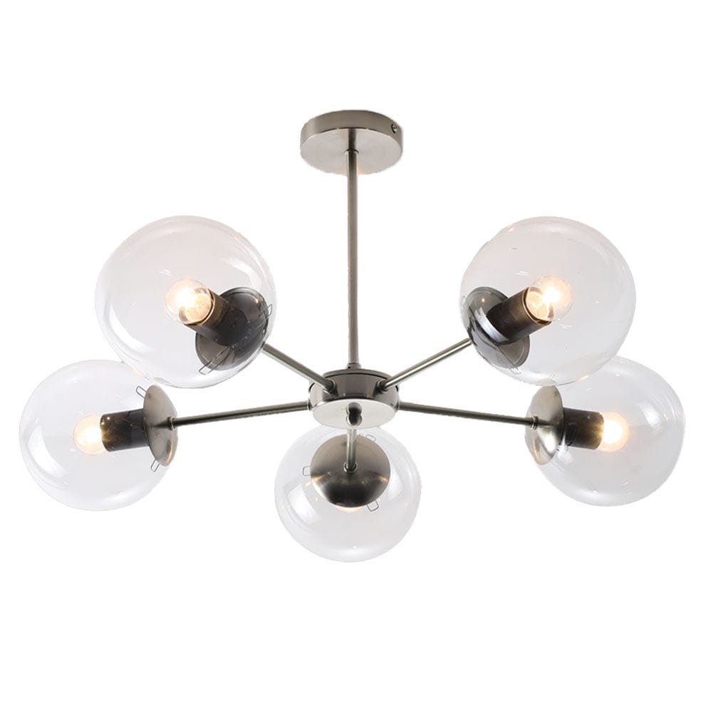 The Lighting Club Chrome Clover Chandelier 5 Light Black or Chrome CH537/5 SATIN 6007226080834