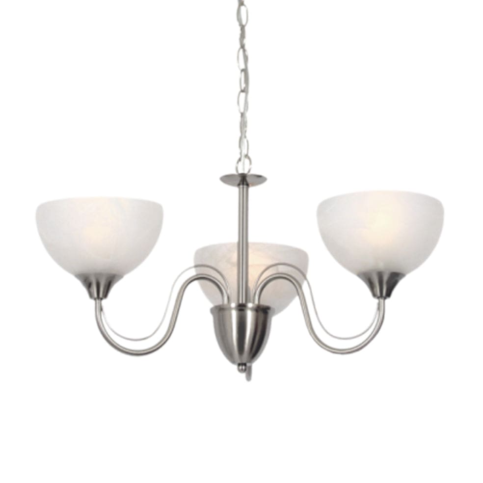 The Lighting Club Chandelier Gigi 3 Metal and Alabaster Glass Chandelier Light Satin Chrome CH665/3 SATIN 6007226053999