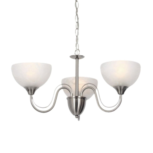 The Lighting Club Chandelier Gigi 3 Metal and Alabaster Glass Chandelier Light Satin Chrome CH665/3 SATIN 6007226053999