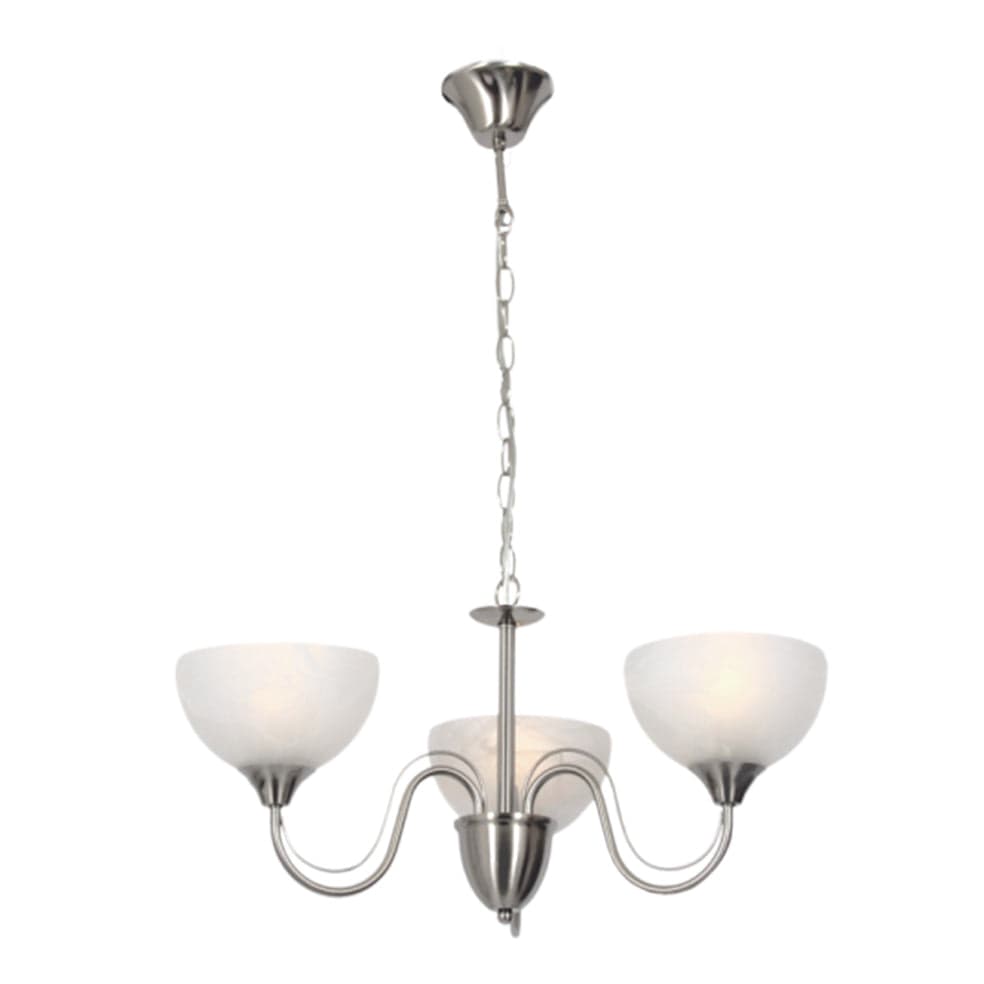 The Lighting Club Chandelier Gigi 3 Metal and Alabaster Glass Chandelier Light Satin Chrome CH665/3 SATIN 6007226053999