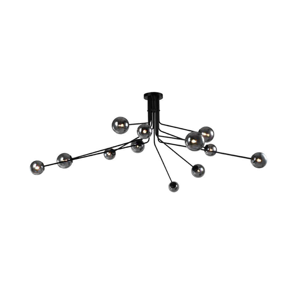 The Lighting Club Chandeliers Rosetta Metal and Glass Chandelier Smoke CH701/12 BLACK 6007226087871