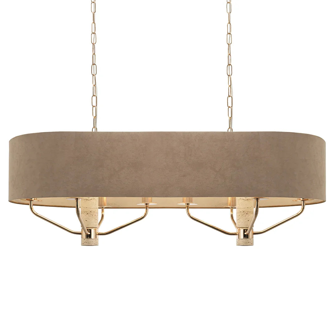 The Lighting Club Chandelier Luster Gold and Travertine  Chandelier - Beige Shade CH706 BROWN 6007226089219