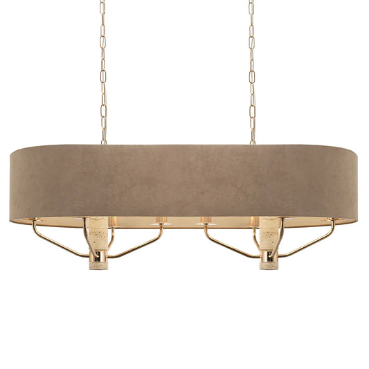 The Lighting Club Chandelier Luster Gold and Travertine  Chandelier - Beige Shade CH706 BROWN 6007226089219