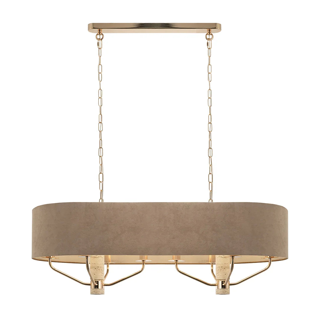 The Lighting Club Chandelier Luster Gold and Travertine  Chandelier - Beige Shade CH706 BROWN 6007226089219