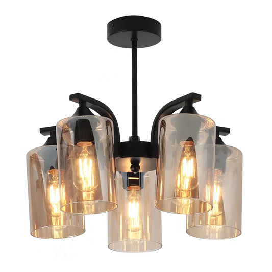 The Lighting Club Chandelier 5 Light Foundry Metal and Glass Chandelier - 5 Light | 3 Light CH709/5 BLACK 6007226089882