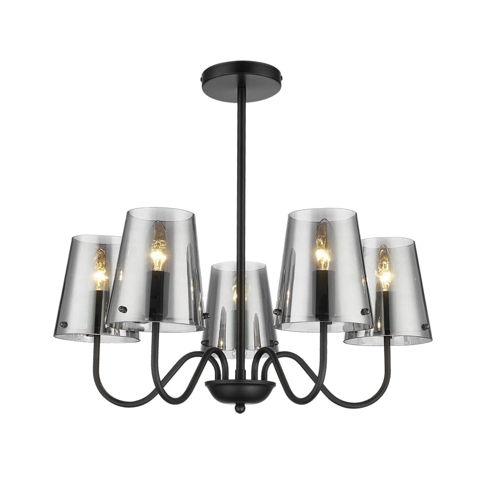 The Lighting Club Chandelier Mariana Metal and Glass Chandelier Light Black CH899/5 MATT BK 6007226086287