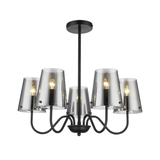 The Lighting Club Chandelier Mariana Metal and Glass Chandelier Light Black CH899/5 MATT BK 6007226086287