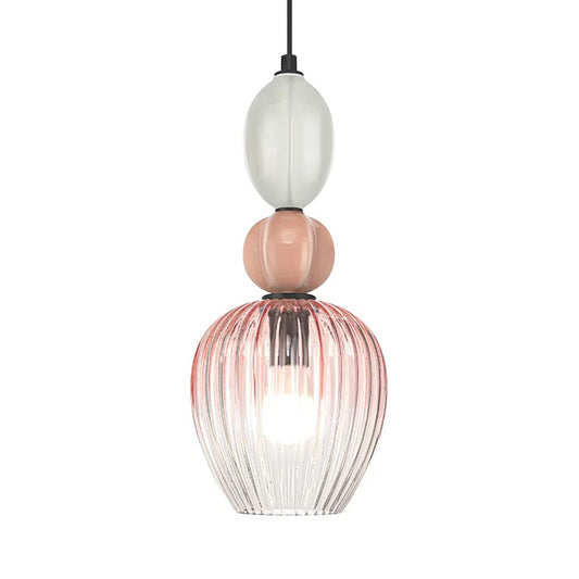 The Lighting Club Pendant Croft Orb Pink Ceramic and Glass Pendant Light