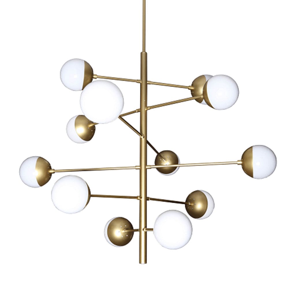 The Lighting Club Gatsby Chandelier 12 Light Gold with Opal Glass DL-KLCH-9250/12