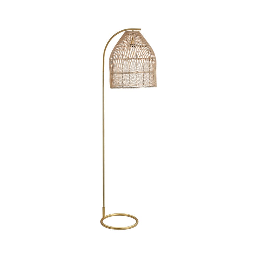 The Lighting Club Floor lamp Rattan and Metal Floor Lamp Satin Gold E-KLT-600F