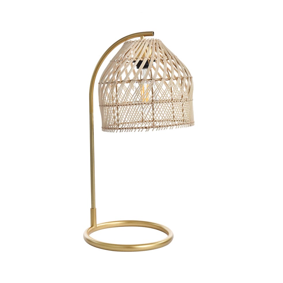 The Lighting Club table lamp Rattan and Metal Table Lamp Satin Gold E-KLT-610