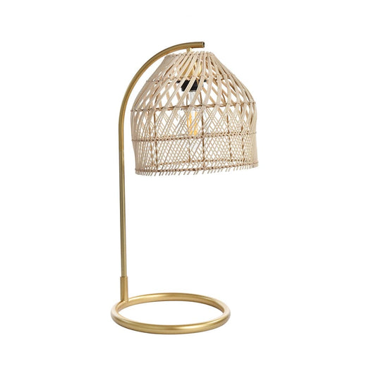 The Lighting Club table lamp Rattan and Metal Table Lamp Satin Gold E-KLT-610