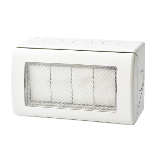 The Lighting Club switch 1 Way Weatherproof 4 Lever Light Switch IP55 – 1 Way or 2 Way Outdoor Switch White ESWP904 WHITE 6007226091823