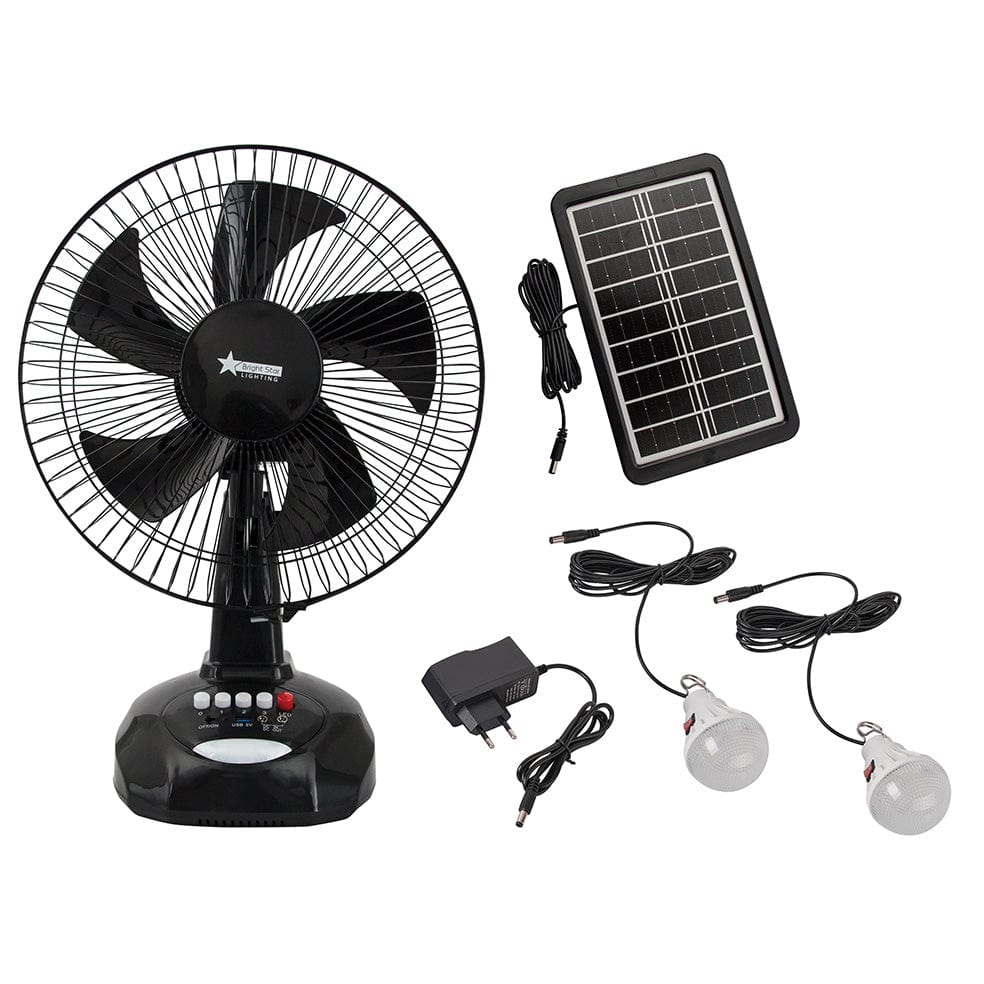 The Lighting Club fan Rechargeable Table Fan | Solar Panel and Rechargeable Bulbs FAN024 BLACK 6007226082777
