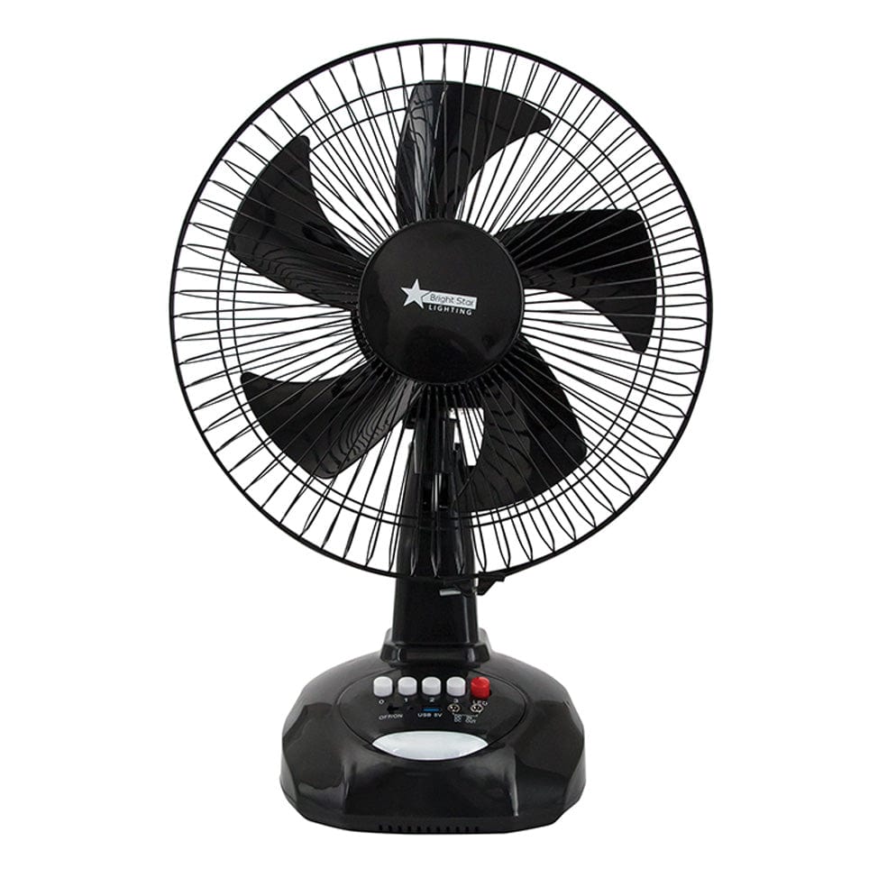 The Lighting Club fan Rechargeable Table Fan | Solar Panel and Rechargeable Bulbs FAN024 BLACK 6007226082777