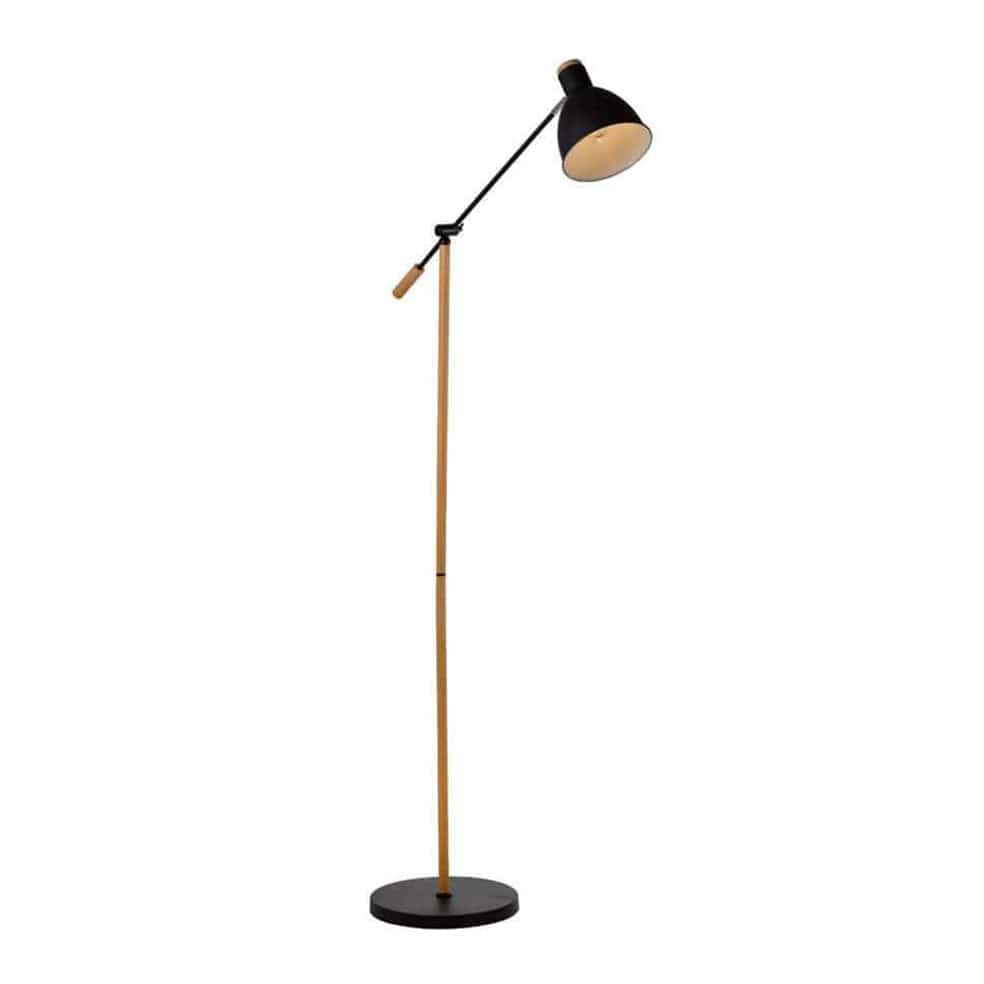 The Lighting Club Lamps Black Tai Floor Lamp Metal and Wood FL218B 6007328387862