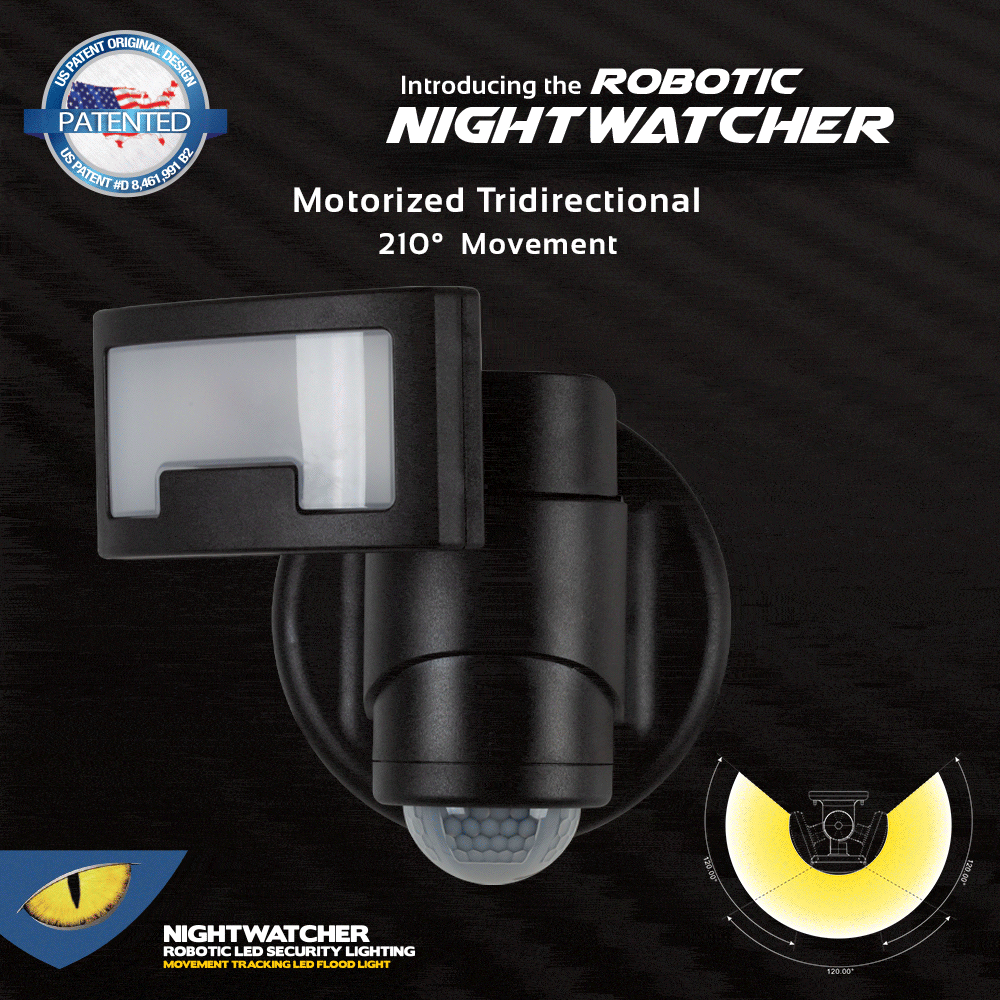 The Lighting Club Led motion sensor light Nightwatcher Robotic  LED Security Light - Black FS309B 6009551806172
