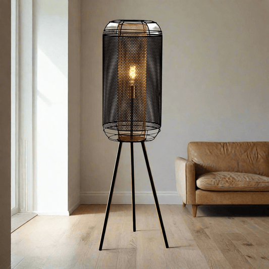 The Lighting Club Pendant Boston Floor Lamp Black and Gold Mesh G-KLT-8103F 633710851534