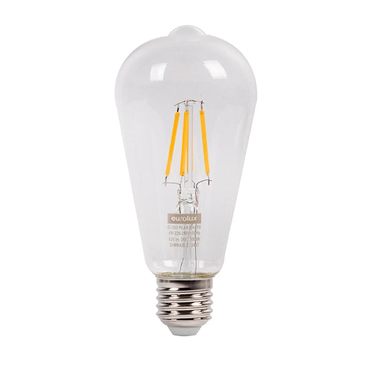 The Lighting Club LED Bulbs 4W E27 LED Filament Pear Bulb – Warm White 3000K Dimmable G1203 6009551809883