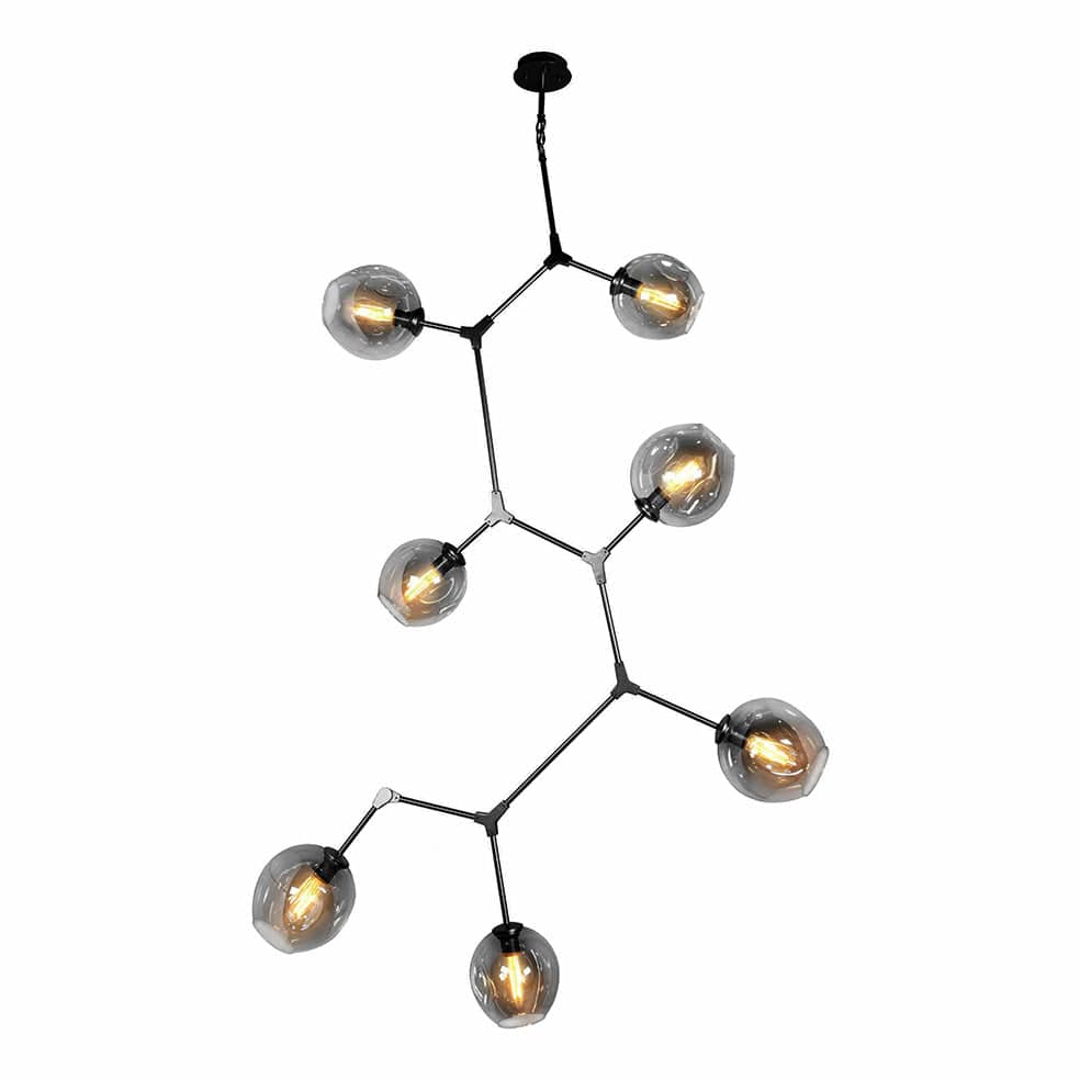 The Lighting Club Black Molecule Chandelier 7 Light Vertical Black | Gold GO-KLCH170-7/B