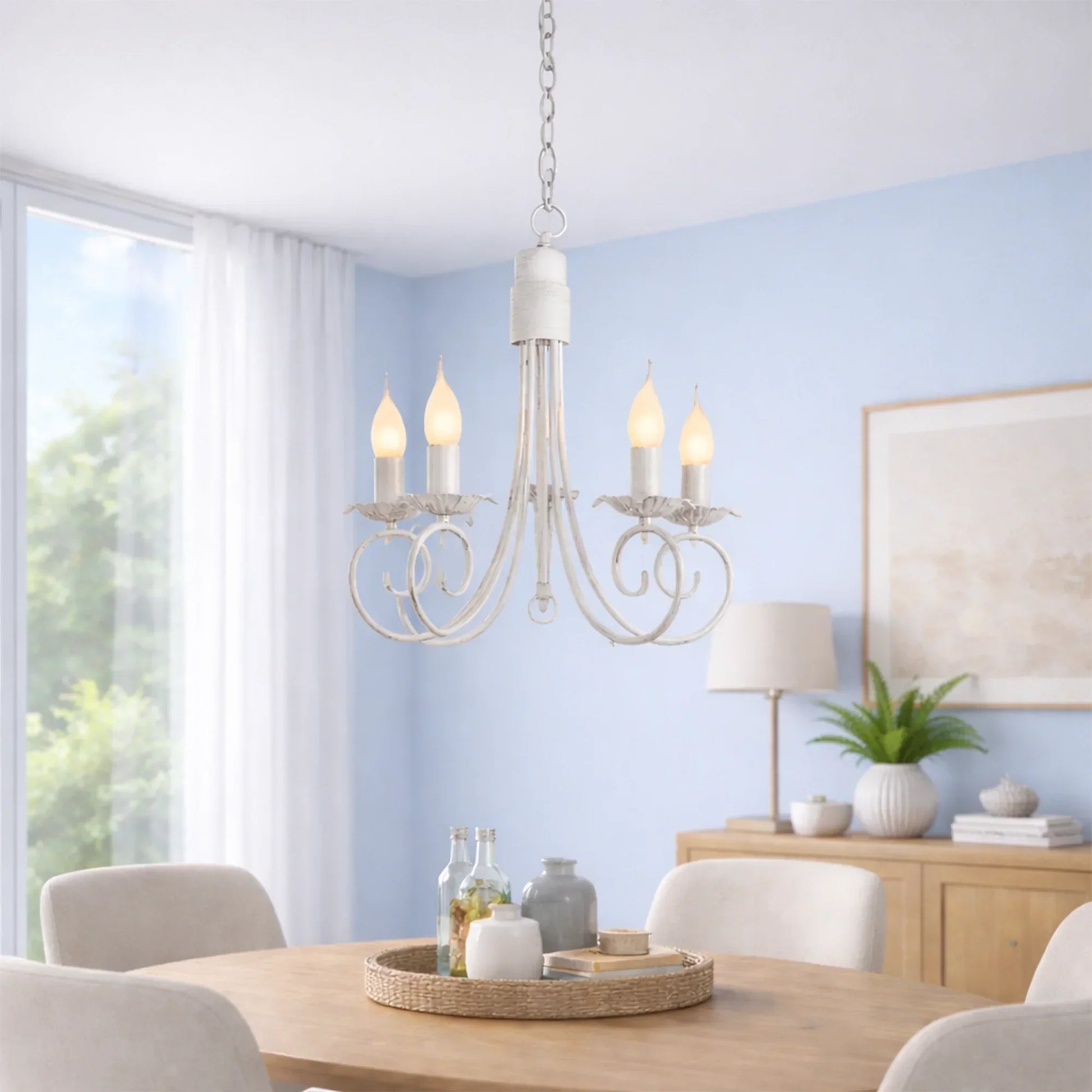 The Lighting Club Chandelier Fossil White Classic Metal Chandelier – 5 Light | 3 Light