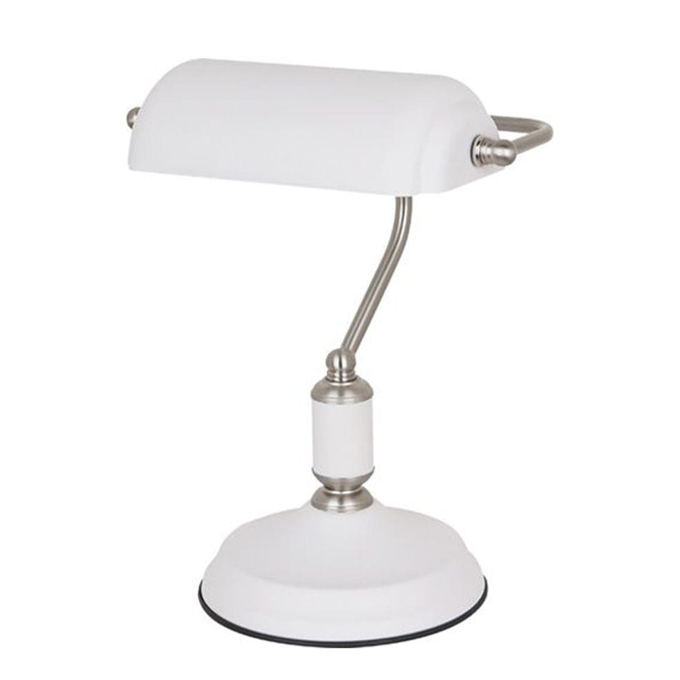 The Lighting Club table lamp White Satin Nickel Emmero Bankers Table Lamp Grey | Green | White JF0004WH 6009506495178