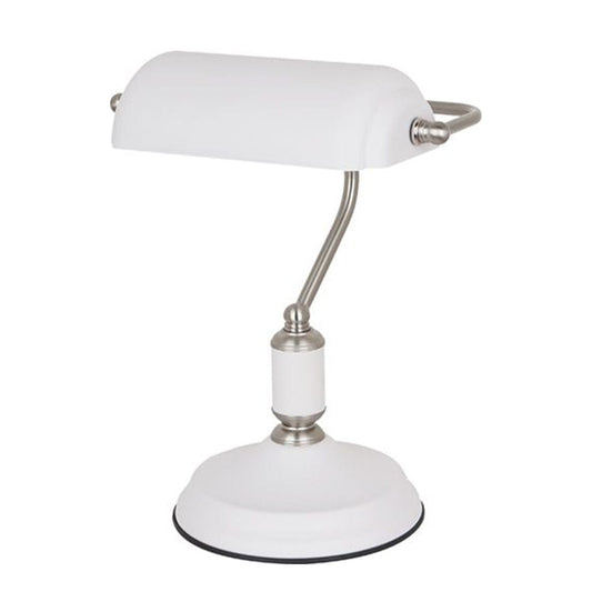 The Lighting Club table lamp White Satin Nickel Emmero Bankers Table Lamp Grey | Green | White JF0004WH 6009506495178