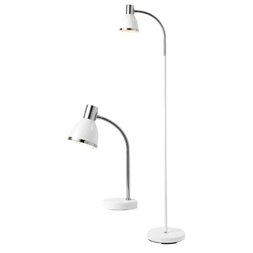 The Lighting Club Lamps Moda Metal Floor and Table Lamp Set White JF419 6009509988394