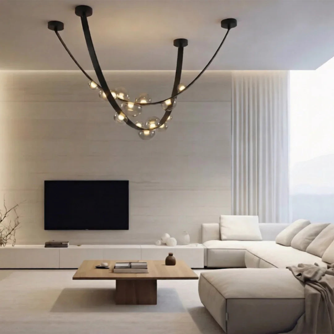 The Lighting Club Chandelier Orion Belt Glass and Leather LED Chandelier K-LED-2395