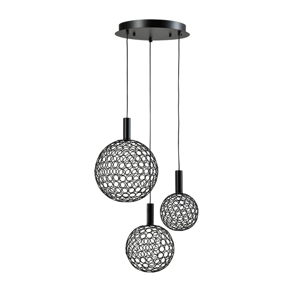 The Lighting Club pendant light Black Glowtide trio Metal LED Pendant in Gold | Chrome | Black K-LED-404-3/BL