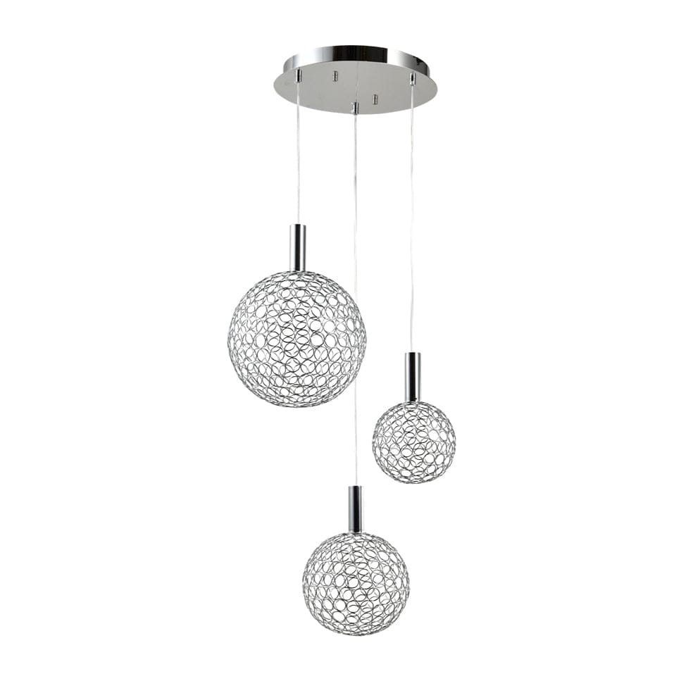 The Lighting Club pendant light Chrome Glowtide trio Metal LED Pendant in Gold | Chrome | Black K-LED-404-3/CH