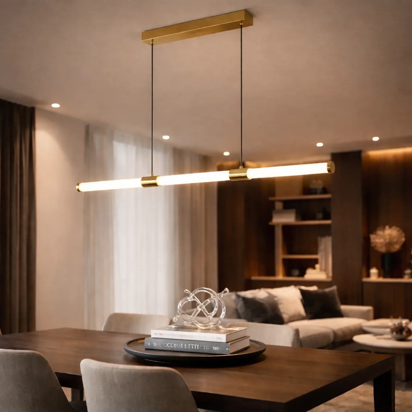 The Lighting Club pendant light Golden Linear LED Modern Pendant Light – 120cm Tube Bar Suspension K-LED-500/GD