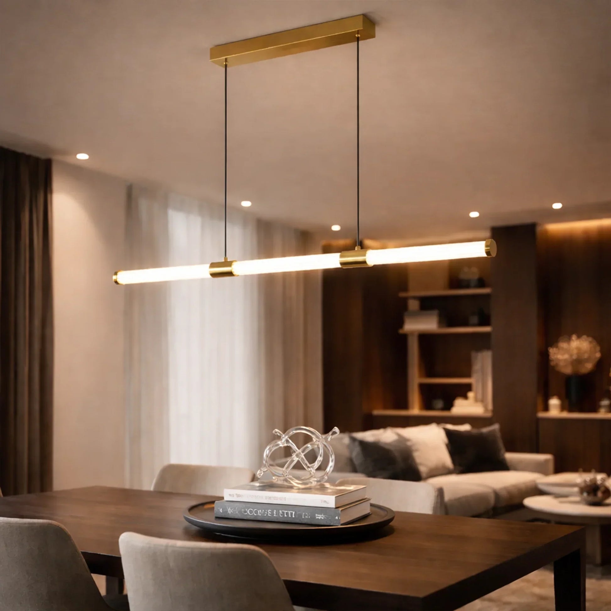 The Lighting Club pendant light Golden Linear LED Modern Pendant Light – 120cm Tube Bar Suspension K-LED-500/GD