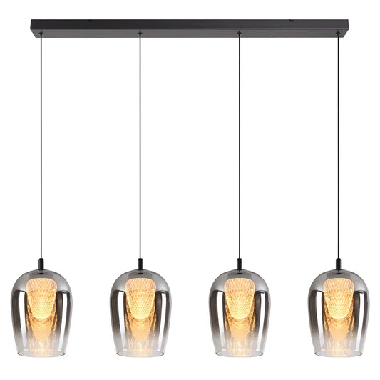 The Lighting Club pendant light Meteor 4 Light Smoke Glass LED Linear Light K-LED-CC1-4/SM