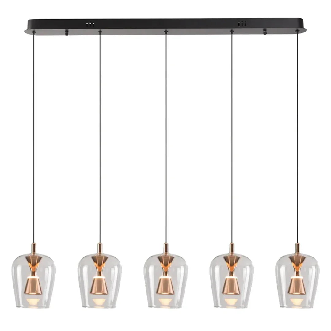 The Lighting Club pendant light Auric 5 Light Clear Glass Golden Linear LED Pendant Light K-LED-CC2-5/GD