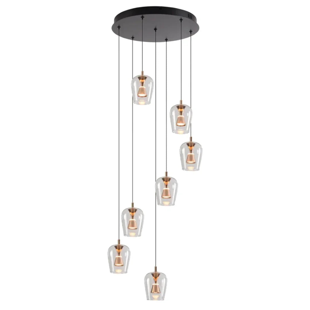 The Lighting Club pendant light Auric 7 Light Clear Glass Pendant Cluster K-LED-CC2-7/GD